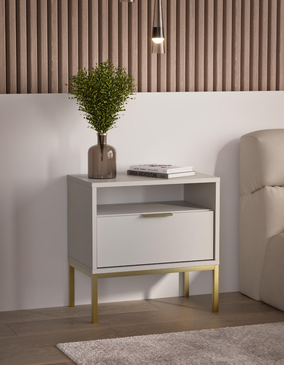 NACHTSCHRANK Austin 33/56,4/55 cm - Beige, Holzwerkstoff (33/56/55cm) - Kocot Kids