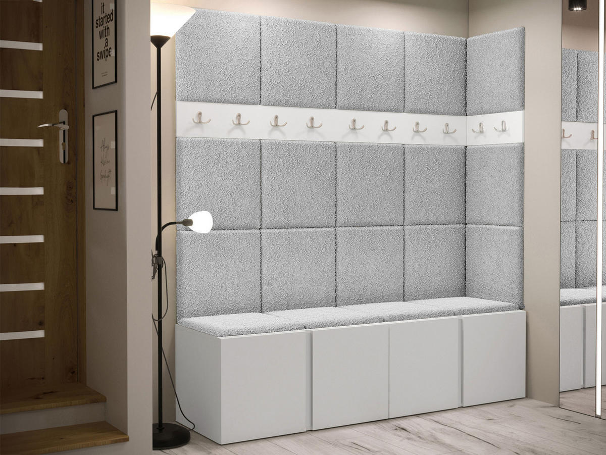 GARDEROBEN-SET Orion II - Hellgrau/Weiß, Holzwerkstoff/Kunststoff (168/186/46cm) - MIRJAN24