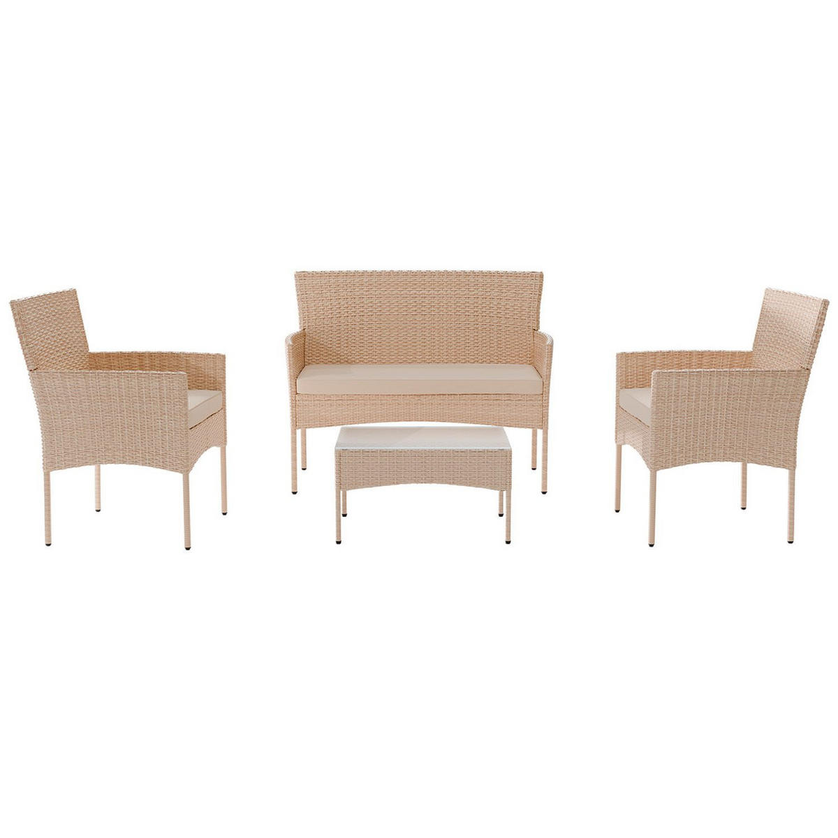 GARTENSET Fort Myers creme / sand inkl. Abdeckung - Creme, Kunststoff/Metall - Juskys