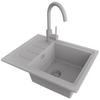 GRANITSPÜLE Kopenhagen Easy, 2-er set Grau 55/44 cm 1 Becken + Küchenarmatur 32/20 cm + Ablauf-Set ab 45er Unterschrank - Grau, Kunststoff (55/17/44cm) - Primagran