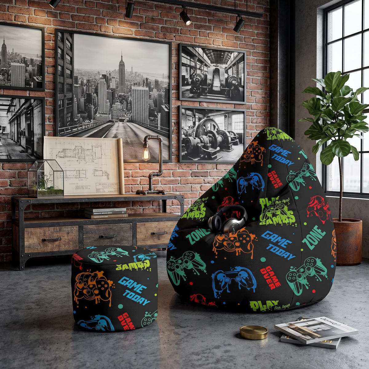 SITZSACK PEARSHAPE MIT FUßSTÜTZE Velvet 2-tlg Game Zone M - Dunkelgrün, Textil (70/120/70cm) - Dreamroots