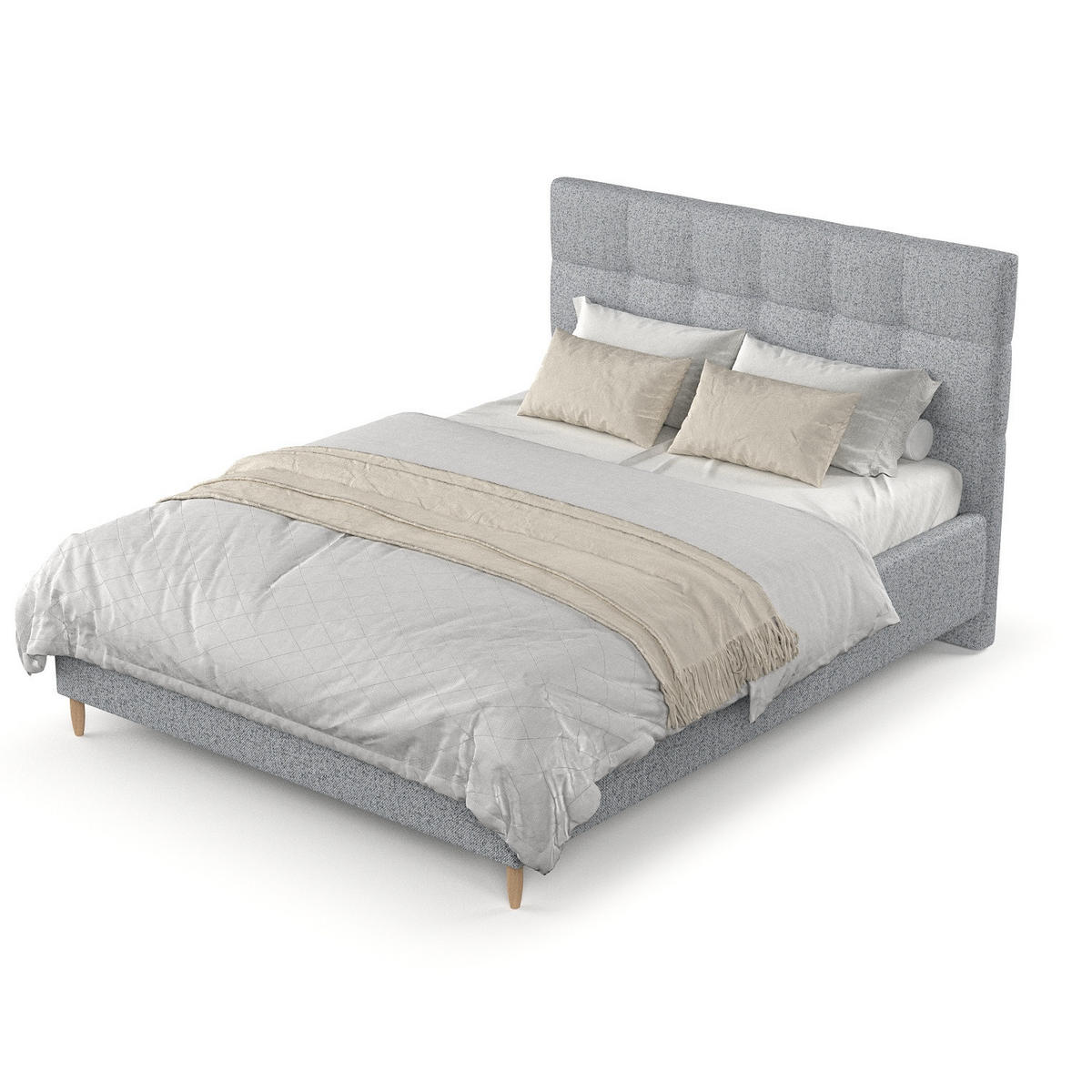 POLSTERBETT Cora 160/200 cm Grau im Riva Stoff - Naturfarben/Grau, Holz/Holzwerkstoff (160/200cm) - AltaBeds