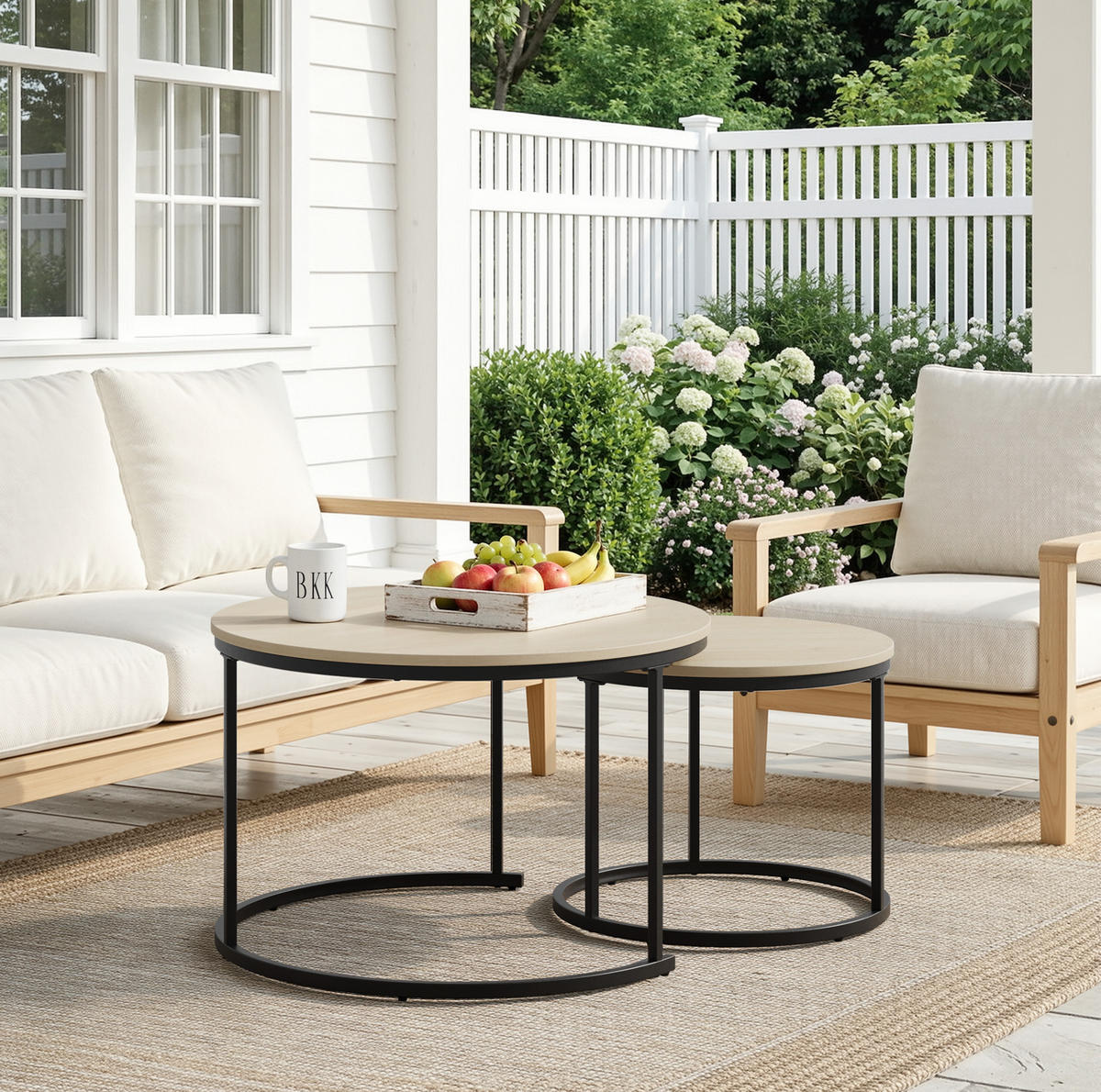 COUCHTISCH-SET 70/70/45 cm Eiche aus Spanplatte und Eisen - Eichefarben, Metall (70/70/45cm) - OKWISH