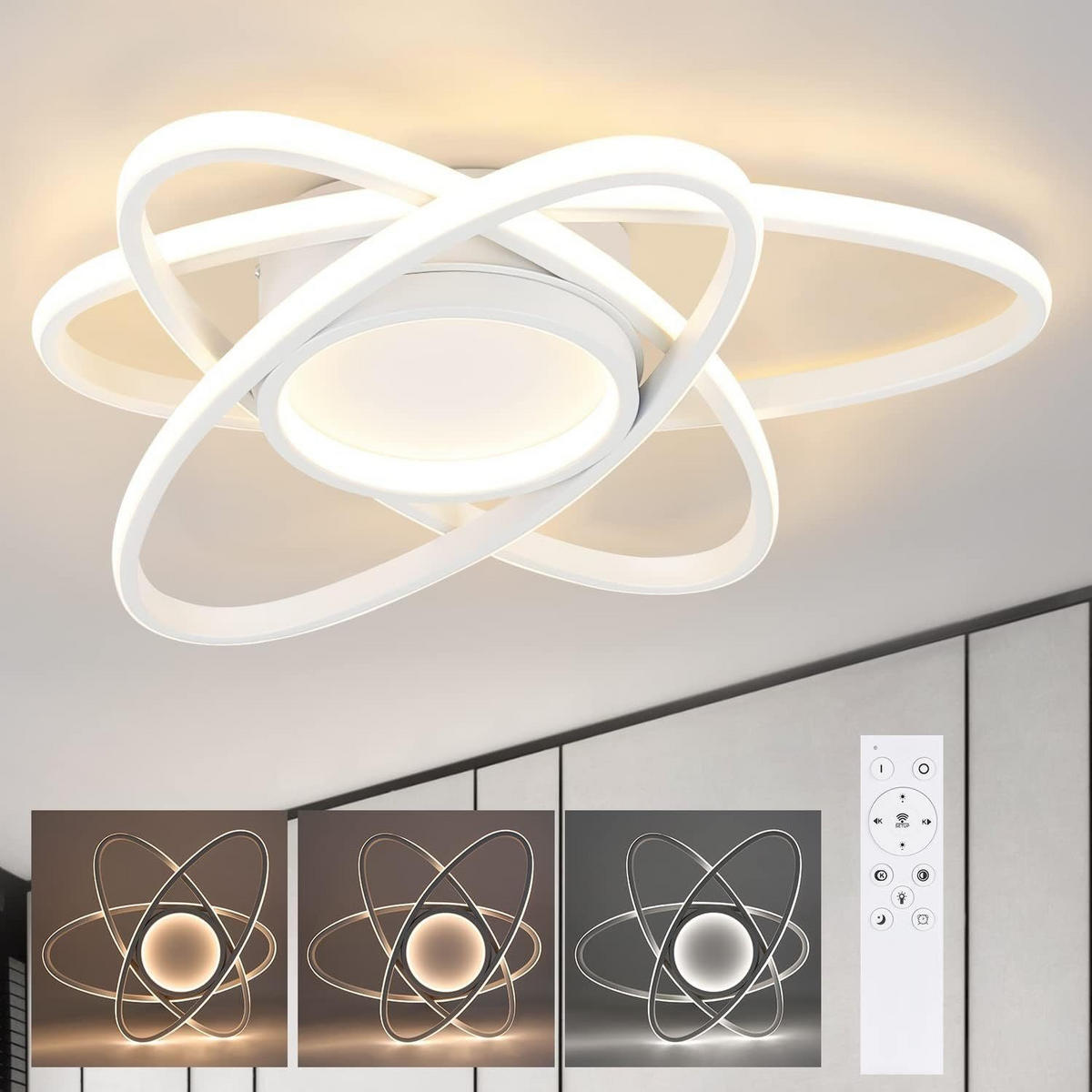 LED-DECKENLEUCHTE Verena 53/50/8 cm - Weiß, Metall (53/50/8cm) - Nettlife