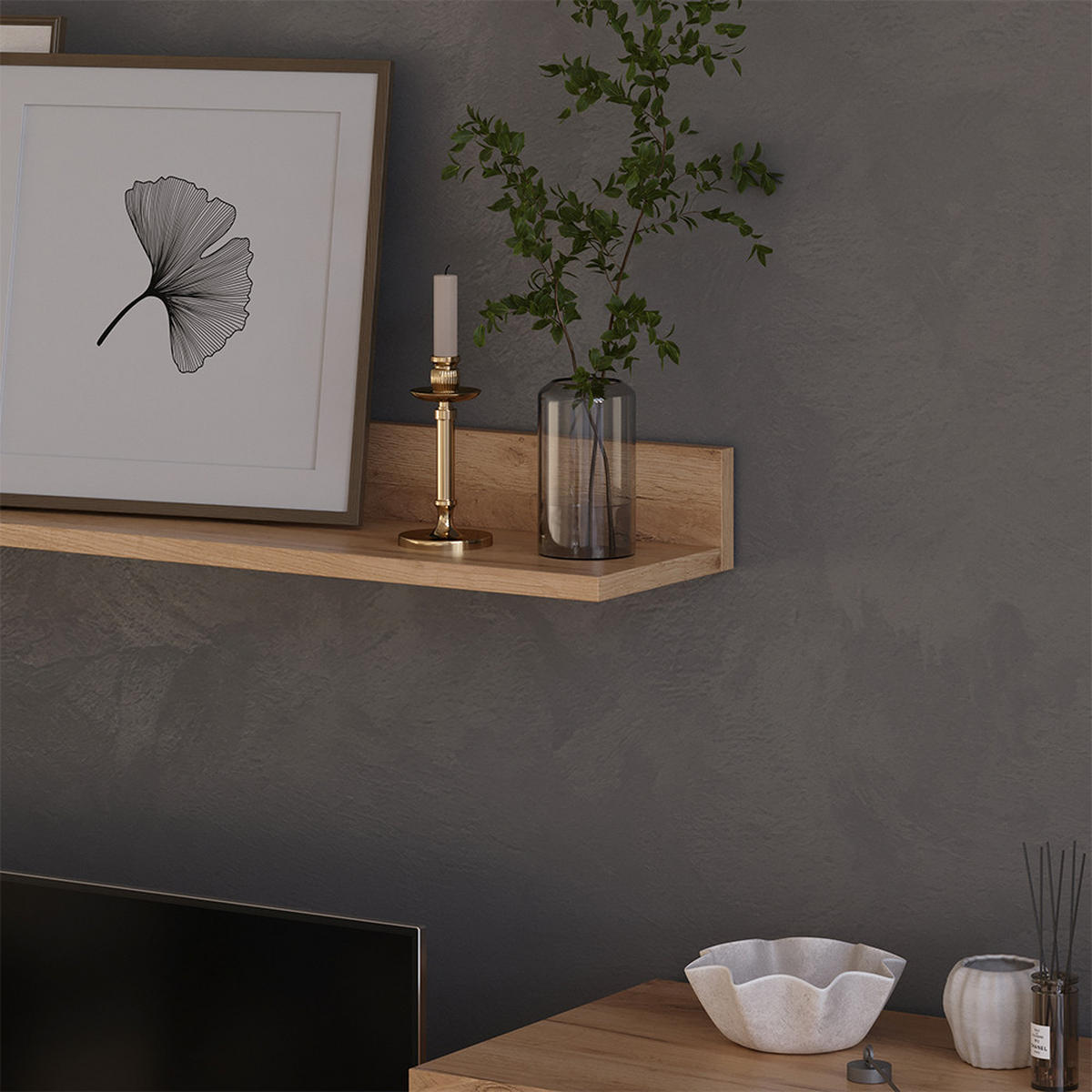 NÁSTĚNNÁ SKŘÍŇKA Berno Zlatý dub power/antracit - medově dubová/antracitová, kompozitní dřevo (139.8/38.9/35.3cm) - Vicco