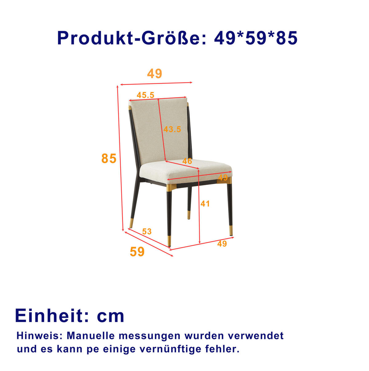 ESSZIMMERSTUHL 2er-Set skandinavischer Stil Stoff Beige - Beige, Metall (49/85/59cm) - Meubliv