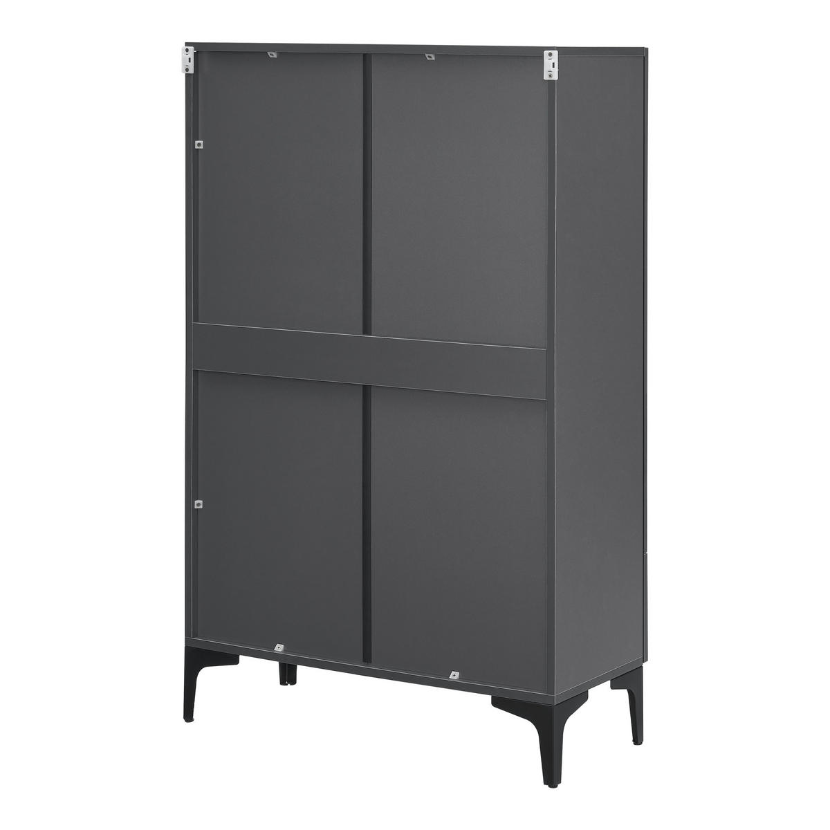 VITRINE Søndersø - Dunkelgrau, Glas/Holzwerkstoff (70/115/31cm) - [en.casa]