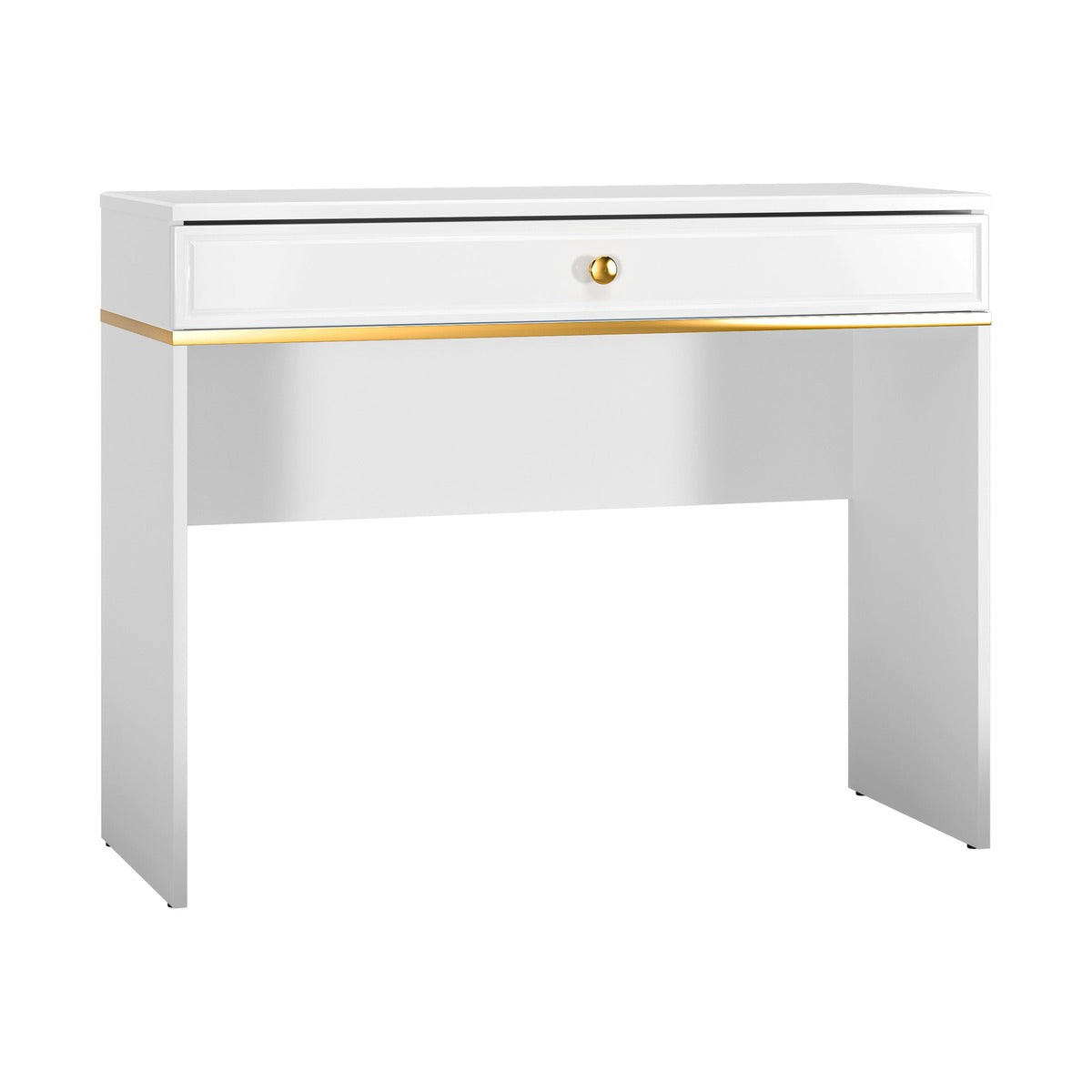 SCHMINKTISCH – 100 cm – Goldin – Weiß Hochglanz - Weiß Hochglanz, Holzwerkstoff (100/79/40cm) - hi-markt