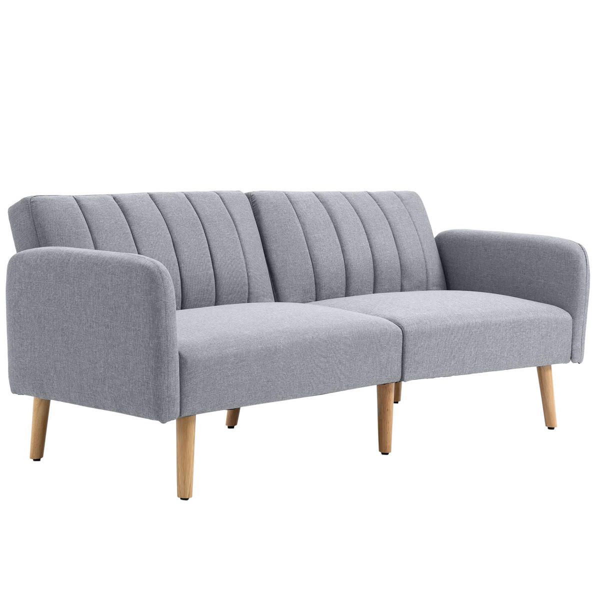 SCHLAFSOFA 2er-Sitz DE-14543 mit 3-fach verstellbarer Rückenlehne Grau - Hellgrau, Holzwerkstoff (173/73/75cm) - ComfortXL
