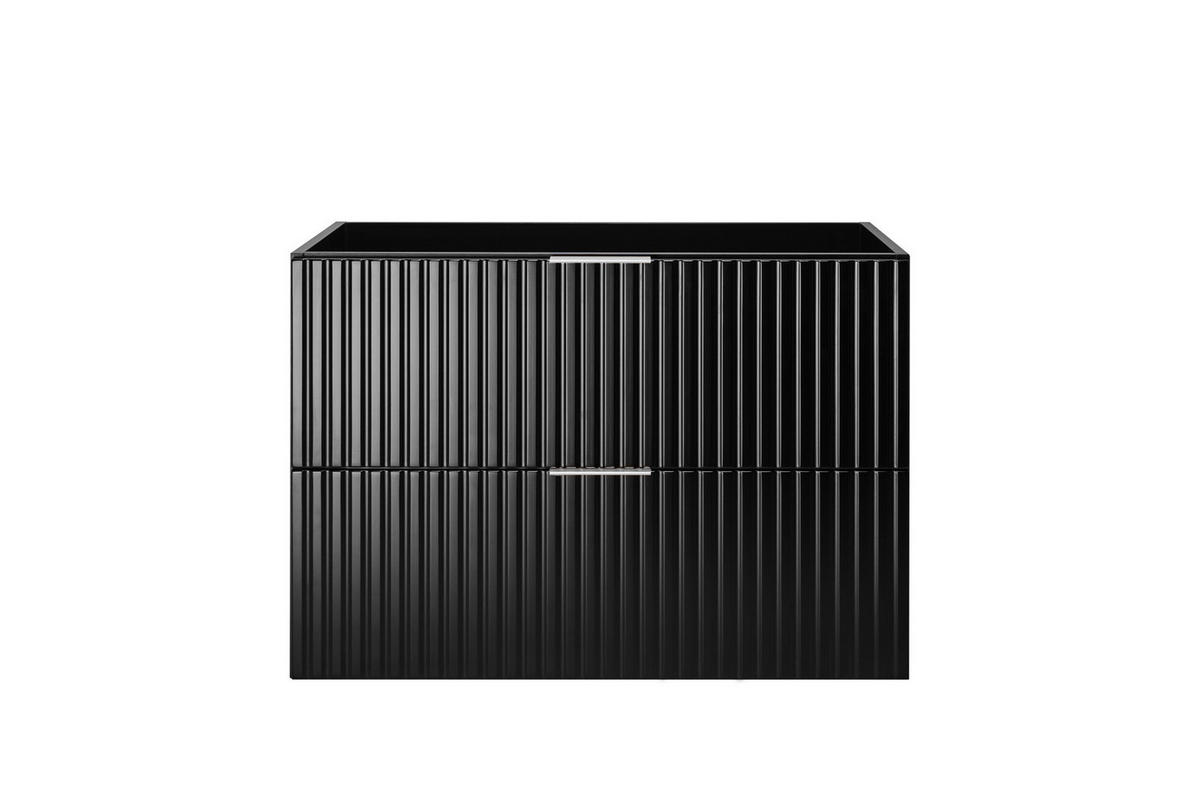 WASCHBECKUNTERSCHRANK, Schwarz, 80 x 57 x 46 cm, silberner Griff, ohne Arbeitsplatte - Silberfarben/Schwarz, Holzwerkstoff (80/57/46cm) - 3XE LIVING