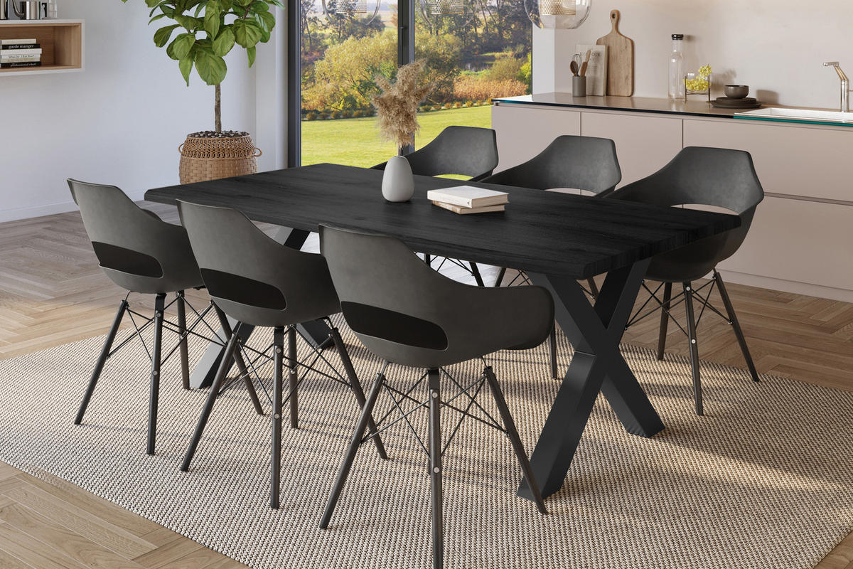 ESSTISCH JULIUS X - Dunkelgrau/Schwarz, Holz (100/240/77cm) - SAM