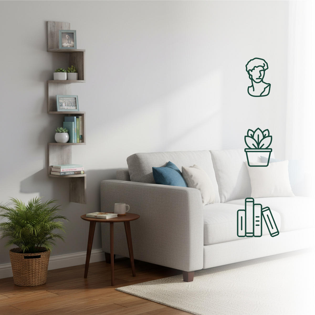 ROHOVÝ regál - šedá, kompozitní dřevo (20/125/20cm) - Relaxdays