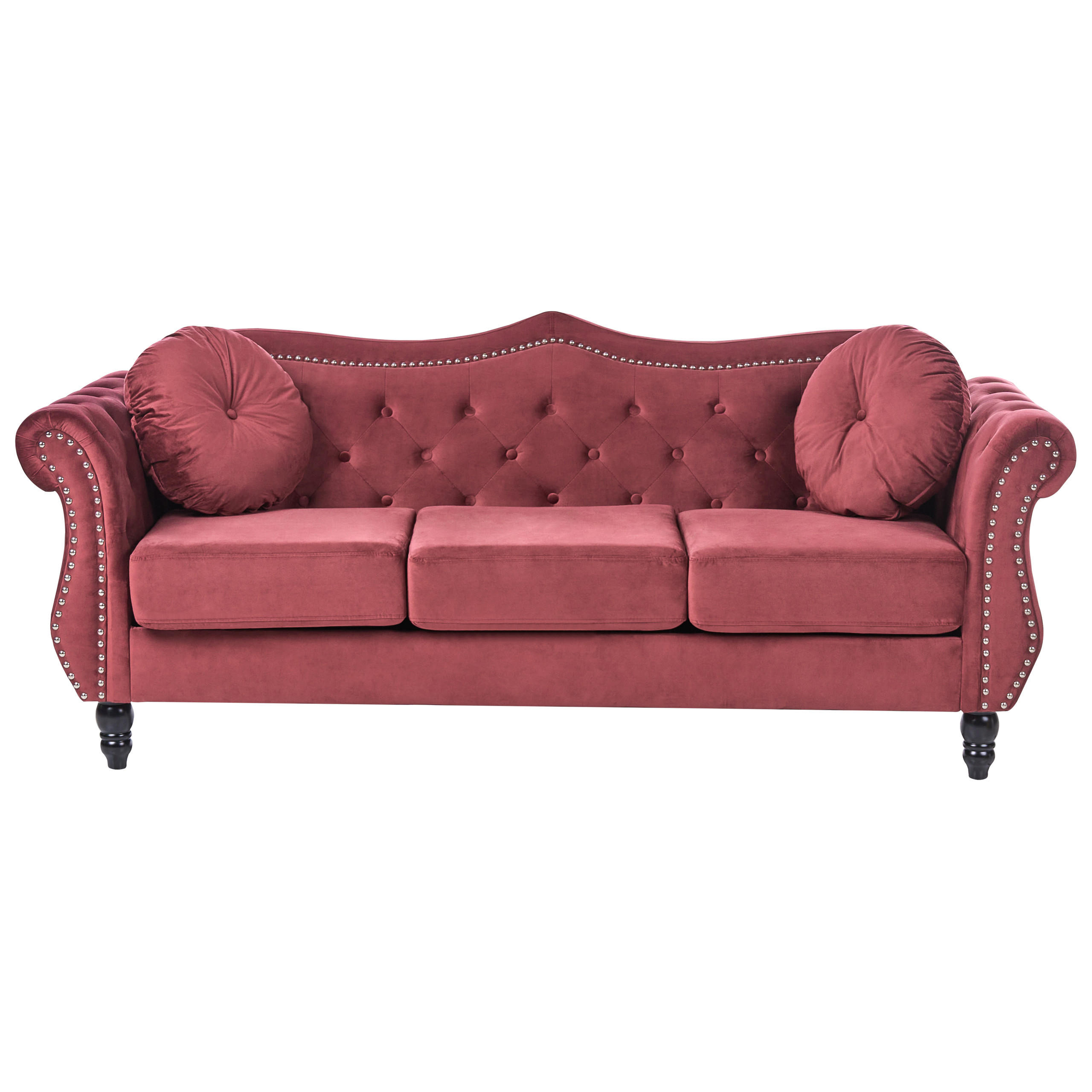 Beliani 3-Sitzer-Sofa Dunkelrot 204x86x78 cm