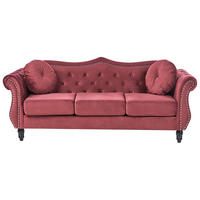 3-SITZER-SOFA Samtstoff Dunkelrot Skien - Dunkelrot, Textil (204/86/78cm) - Beliani
