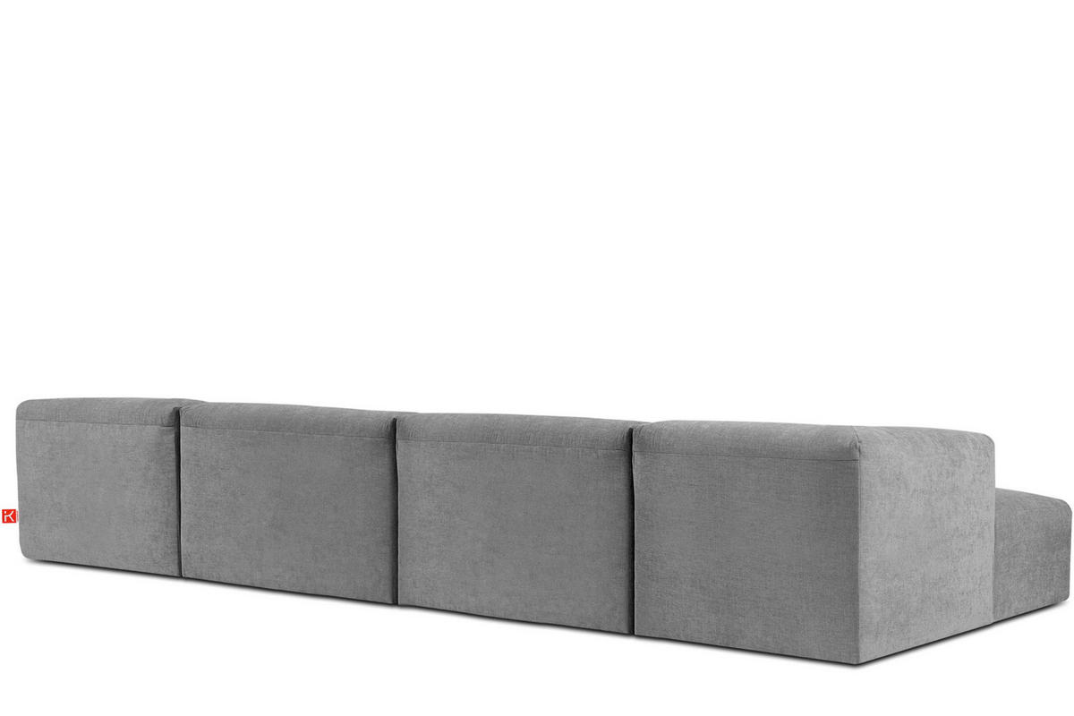 PANORAMA-ECKSOFA BUFFO 7/8 Sitzer mit extrem weicher Sitzfläche, Gewebestoff, hell aschfahl - Hellgrau/Grau, Textil (424/73/180cm) - KONSIMO®