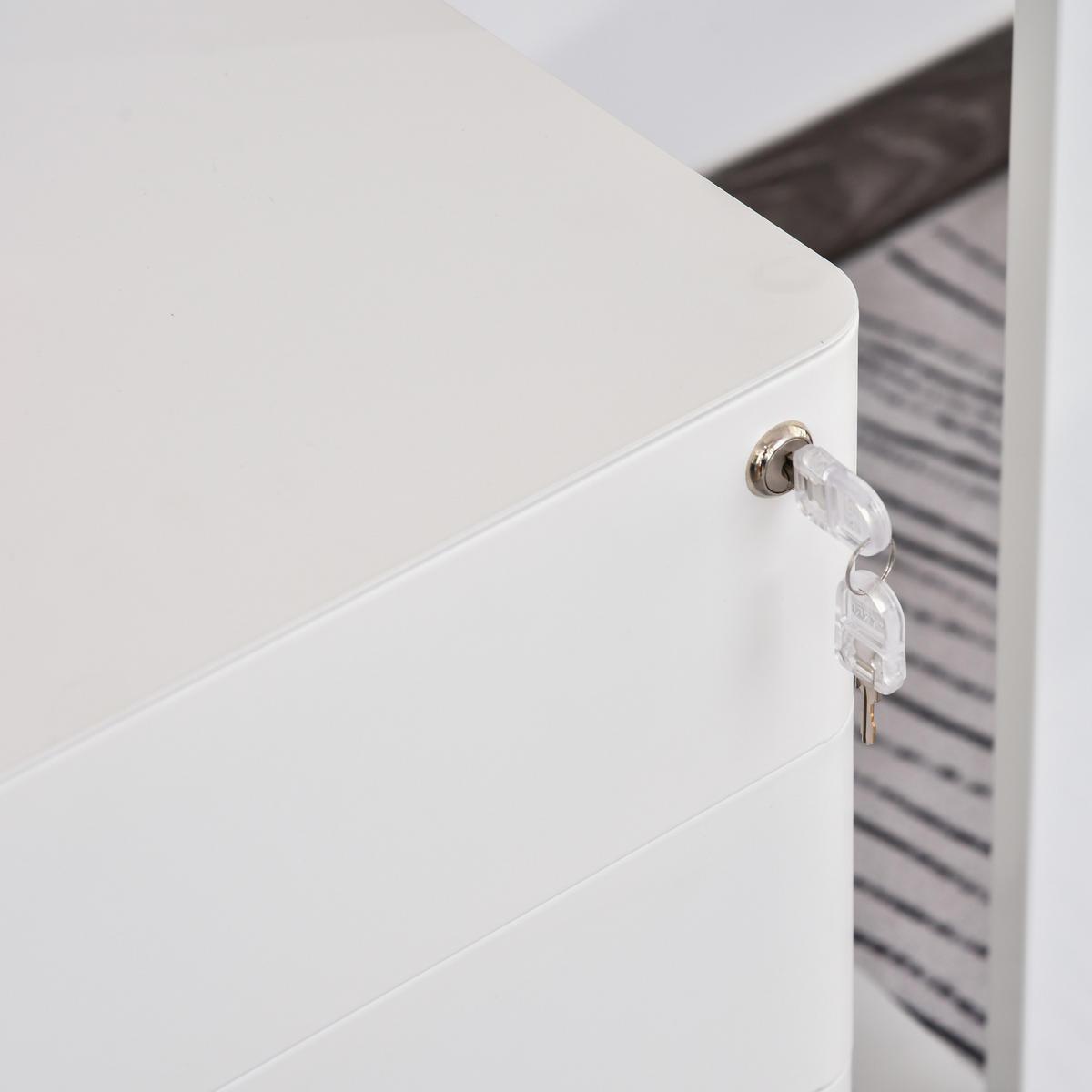 ROLLCONTAINER mobiler Aktenschrank mit 3 Schubladen Büroschrank Stahl Weiß - Weiß, Metall (48/59/39cm) - Vinsetto