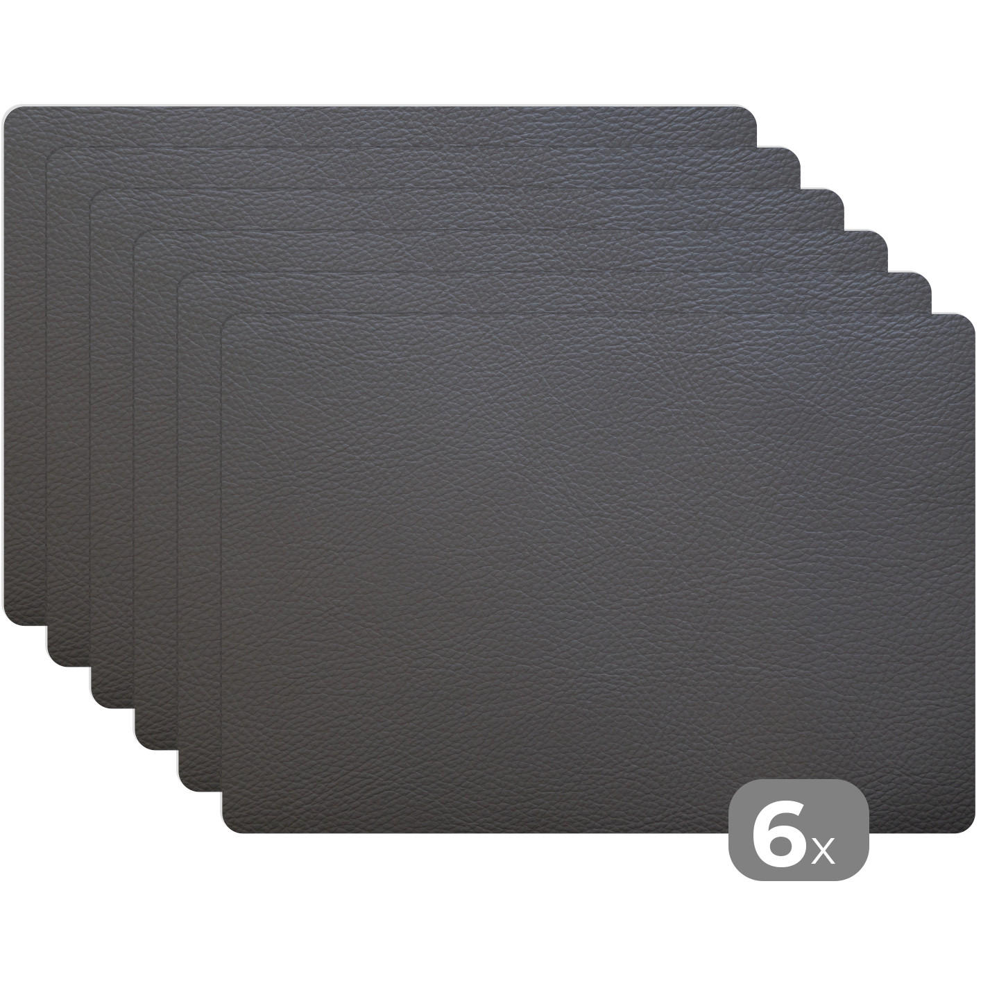 PLATZSETS 6er-Set Leder - Strukturiert - Lederoptik - Grau 45x30 cm Tischset - Mokka, Kunststoff (0.3/45/30cm) - MuchoWow