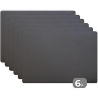 PLATZSETS 6er-Set Leder - Strukturiert - Lederoptik - Grau 45x30 cm Tischset - Mokka, Kunststoff (0.3/45/30cm) - MuchoWow