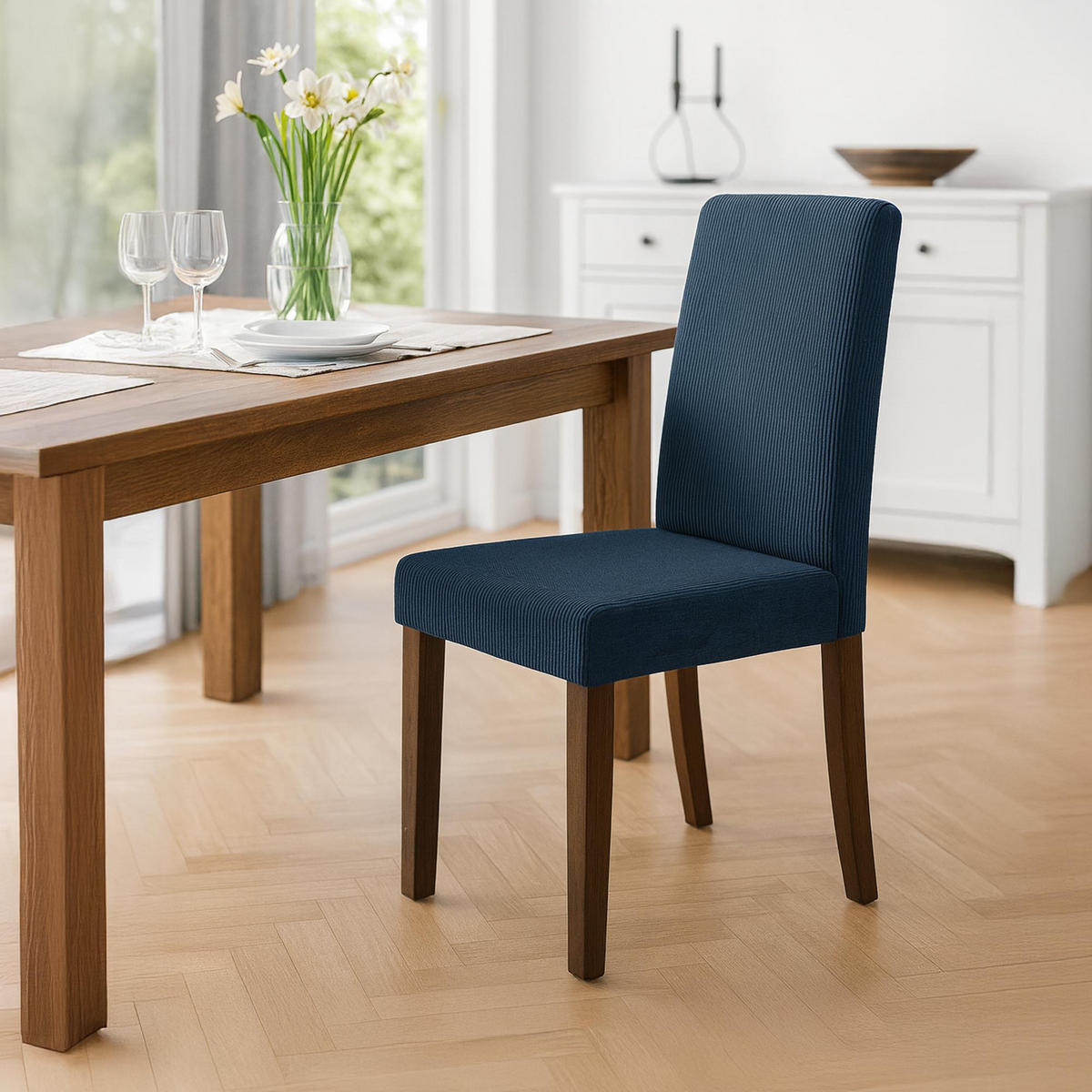 ESSZIMMERSTUHL Cord Blau - Blau, Holz/Textil (41/91/47cm) - CLP