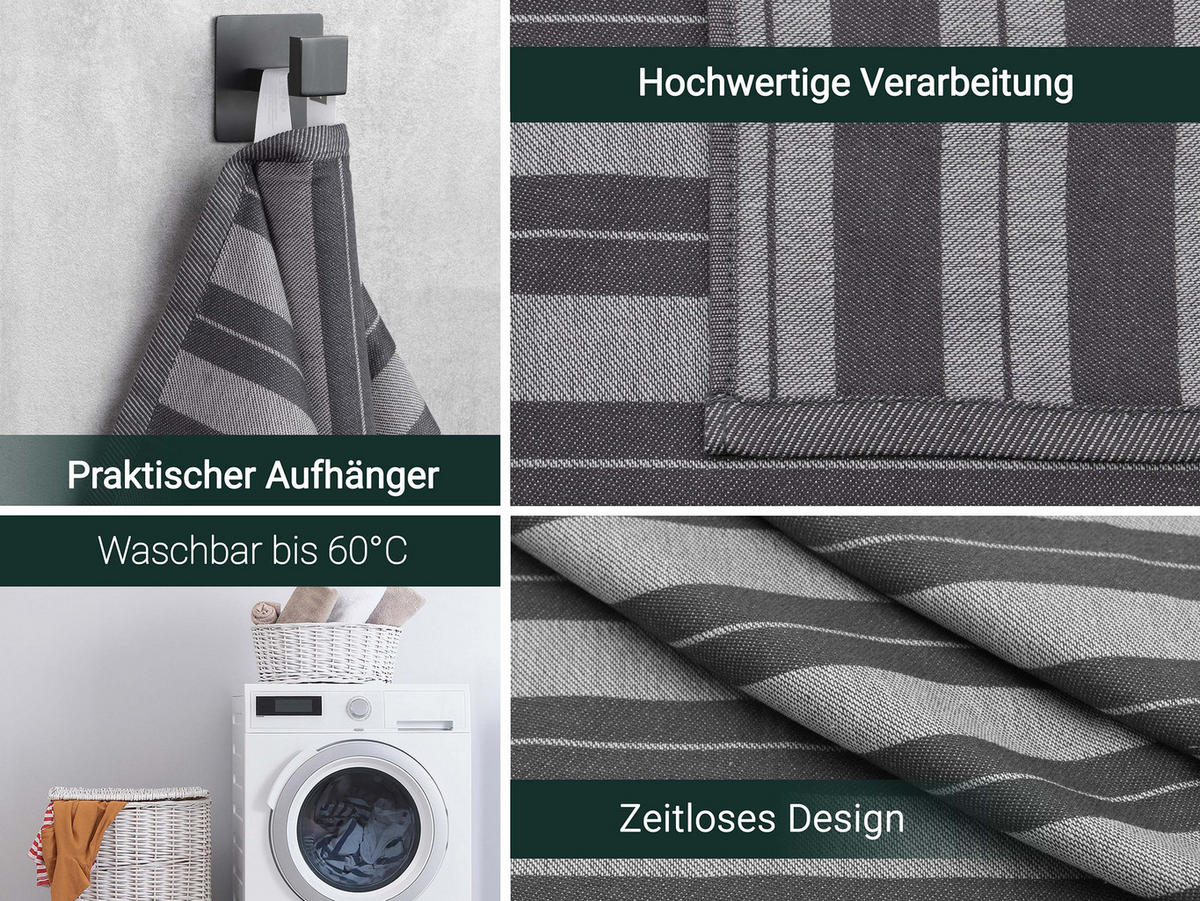 GESCHIRRTÜCHER, 5er-Set, 100% Baumwolle - Anthrazit, Textil (50/70cm) - Zollner
