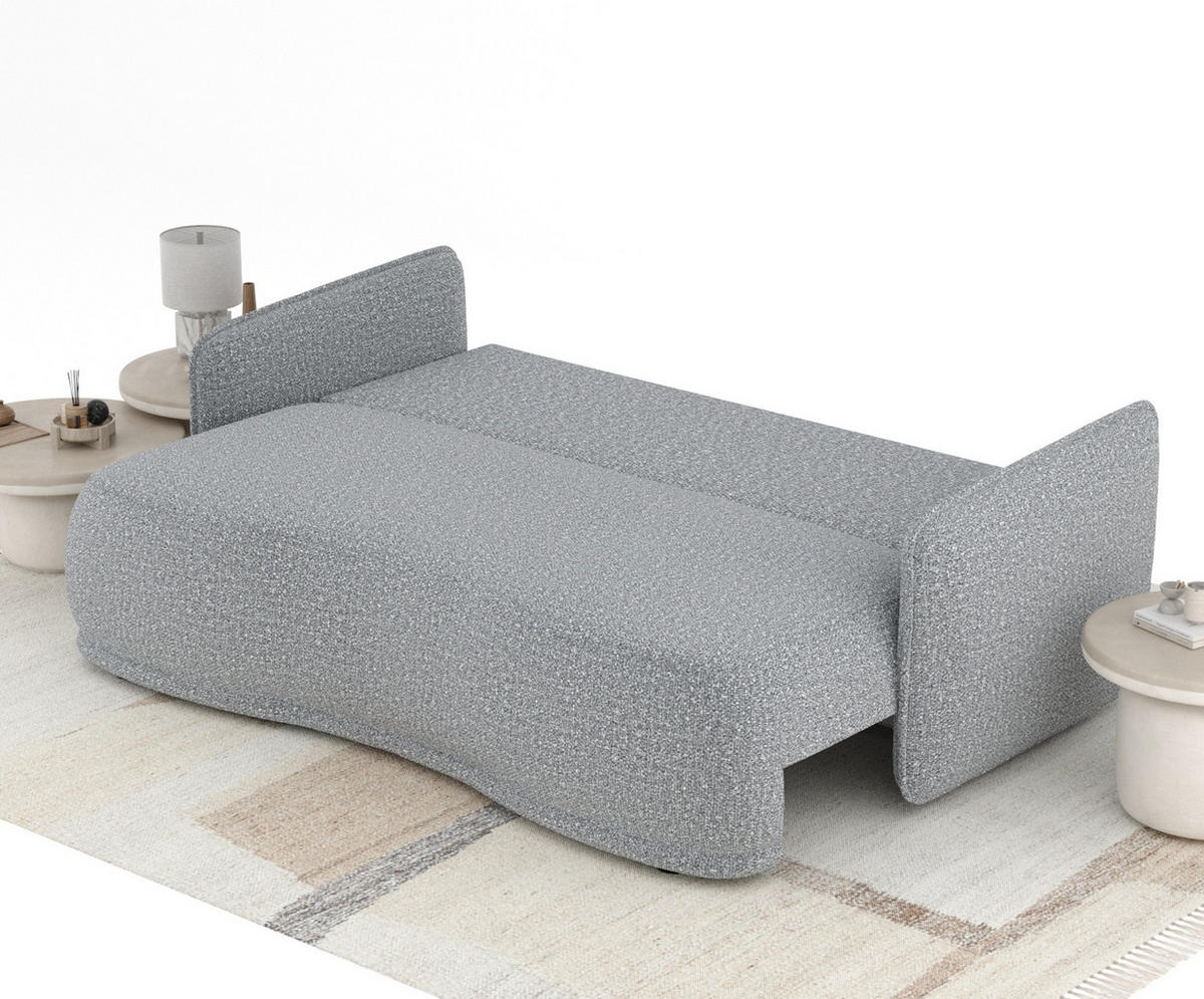 SCHLAFSOFA Mitsis Grau Plüschstoff - Schwarz/Grau, Holz/Holzwerkstoff (231/93/106cm) - Maison de Reve