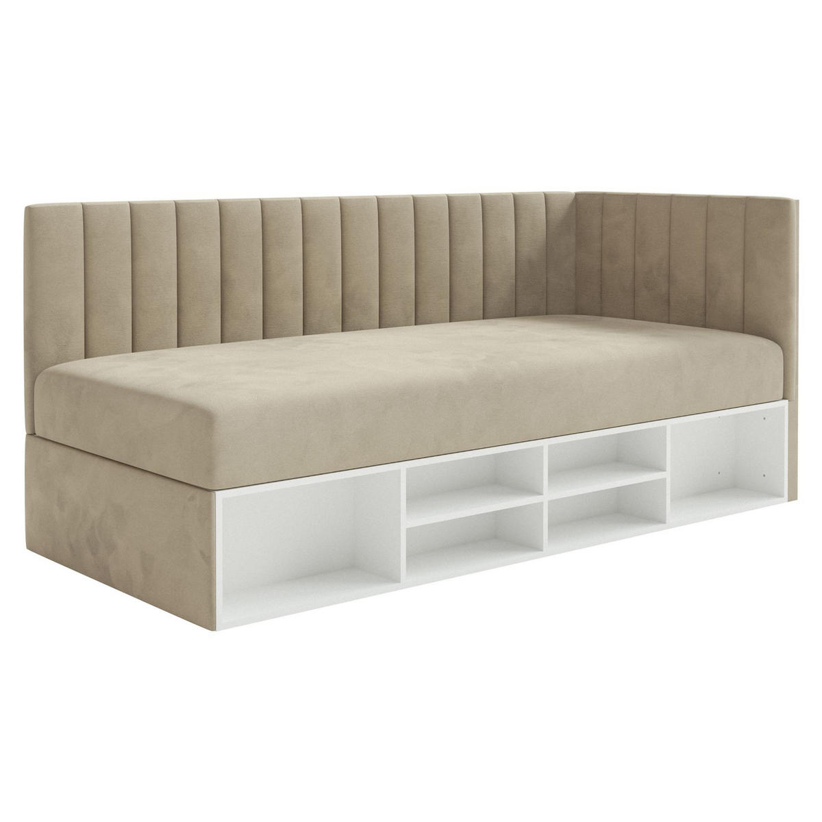 JUGENDBETT Ventrio Graubeige Easy-Clean-Samtbezug 90x200 cm - Taupe, Holz/Textil (90/200cm) - Selsey