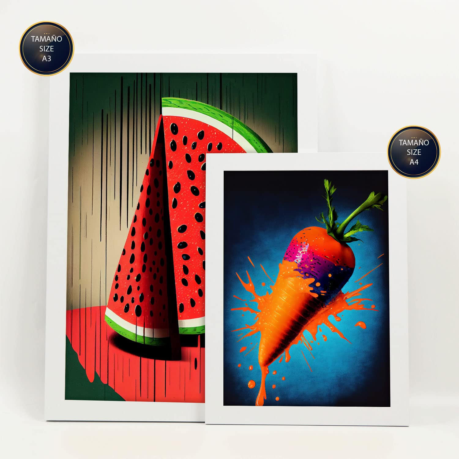 POSTER Set Mit 6 Ausgewogene Ernährung Vollfarbige Plakate Von Obst, Gemüse Und Gesunden Lebensmitteln Im Urban Art Stil A3 & A4 Weißer Rahmen - Weiß, Papier (29/3cm) - Nacnic