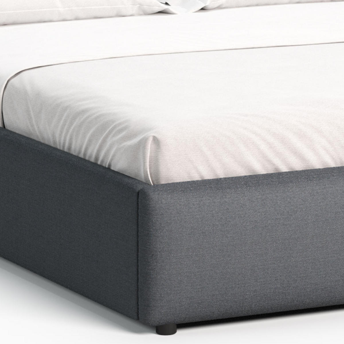 POLSTERBETT 160×200 cm mit Bettkasten und Lattenrost Nela 028-45 Graphit Dunkelgrau Geflochten - Dunkelgrau, Holz/Metall (160/200cm) - Jana