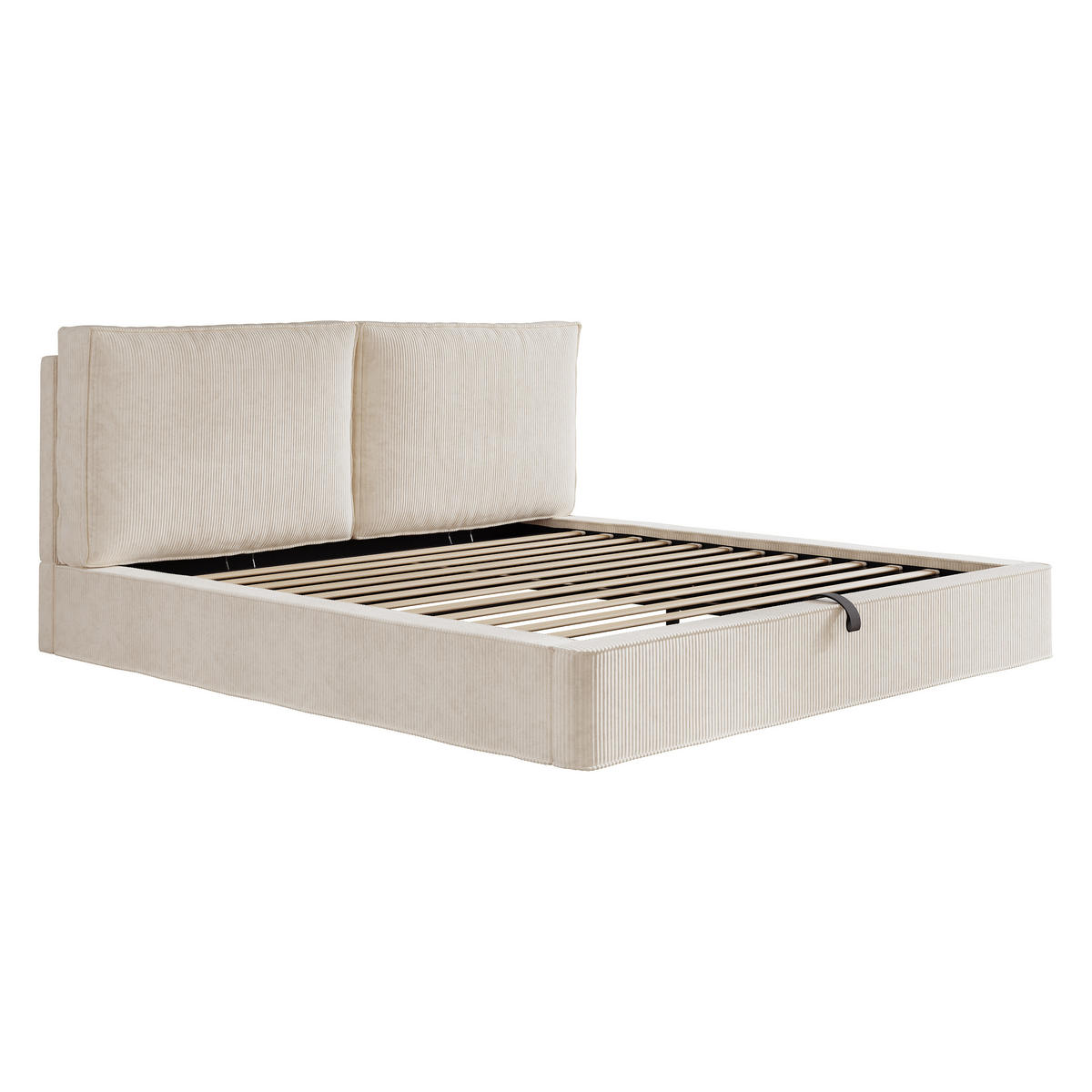 POLSTERBETT 180/200 cm in Beige mit Bettkasten und Kopfteil Cord - Beige, Holzwerkstoff/Textil (180/200cm) - CHICFURN