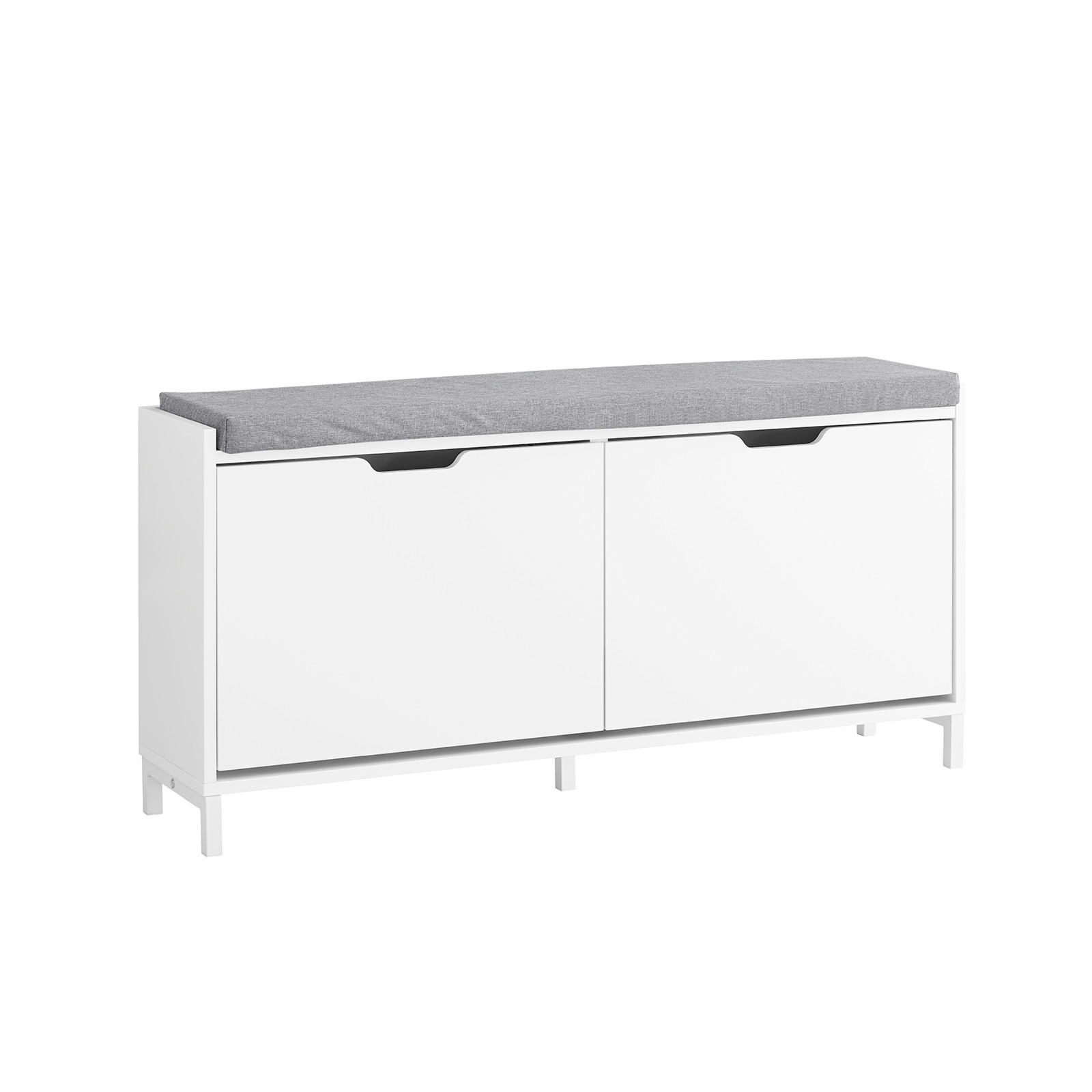 SCHUHSCHRANK mit Sitzfläche, Weiß, 105x52x24cm - Weiß, Holzwerkstoff/Metall (105/52/24cm) - SoBuy
