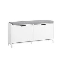 SCHUHSCHRANK mit Sitzfläche, Weiß, 105x52x24cm - Weiß, Holzwerkstoff/Metall (105/52/24cm) - SoBuy
