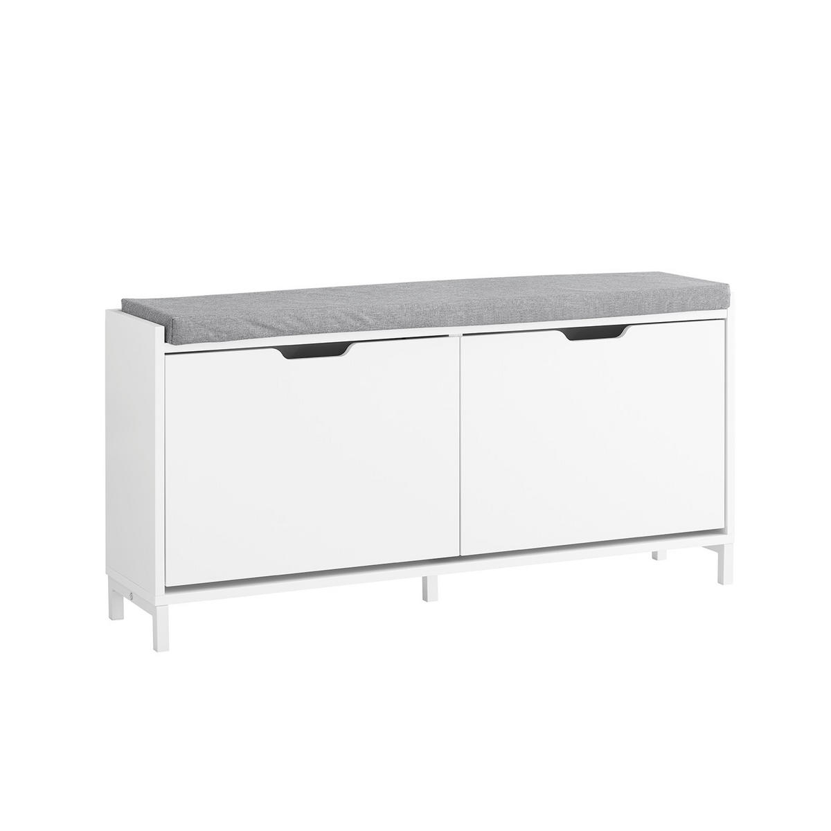 SCHUHSCHRANK mit Sitzfläche, Weiß, 105x52x24cm - Weiß, Holzwerkstoff/Metall (105/52/24cm) - SoBuy