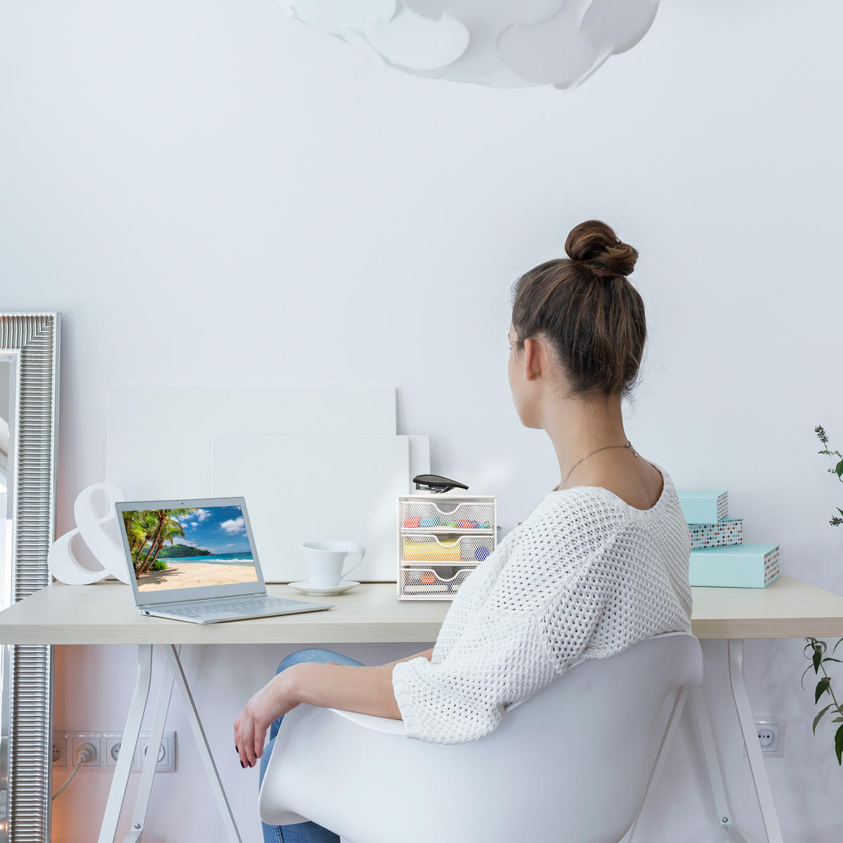 SCHUBLADENBOX - Weiß, Metall (17/16/17cm) - Relaxdays