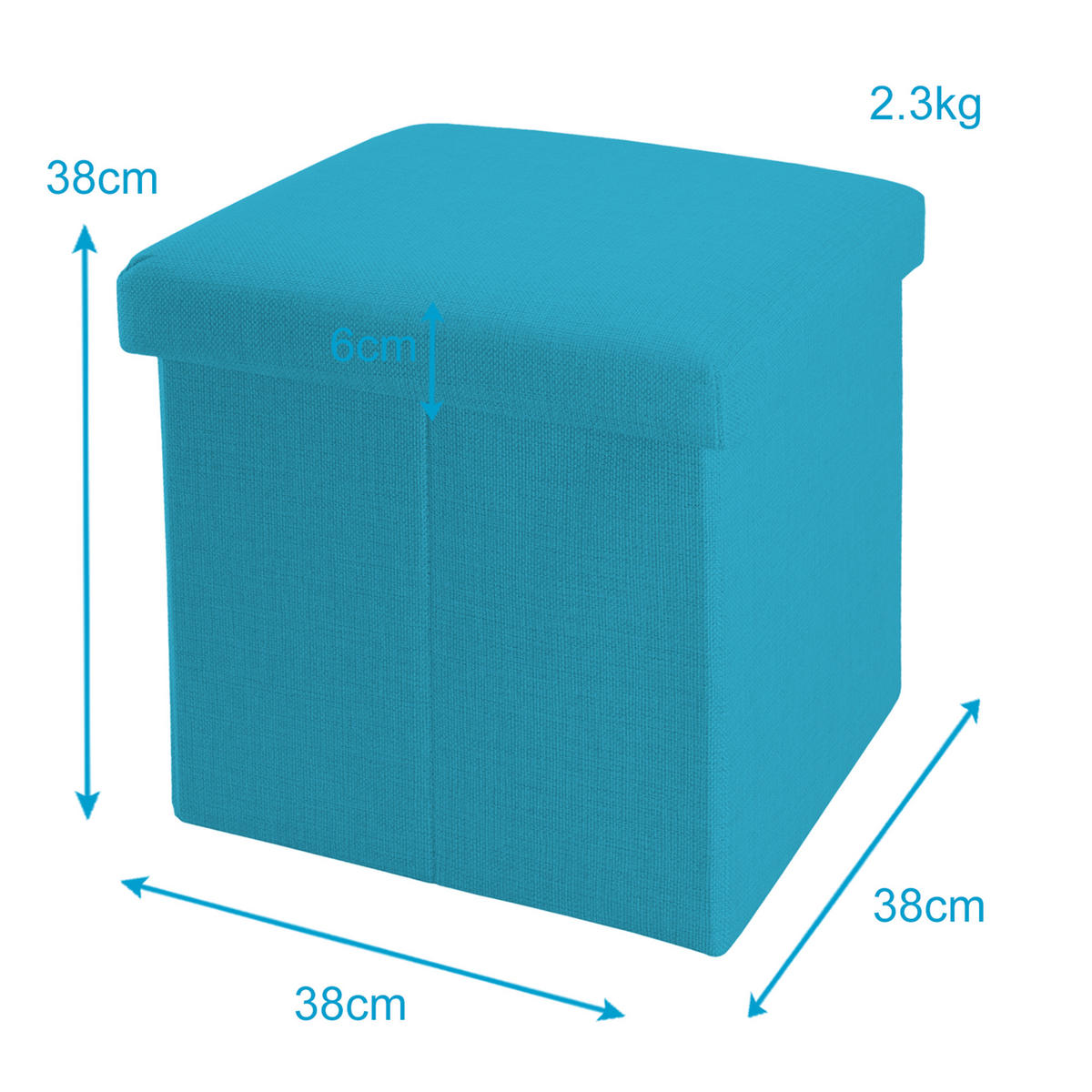 SITZBOX mit Stauraum 30/30/30 cm (Blau) - Hellblau, Textil (38/38/38cm) - Intirilife