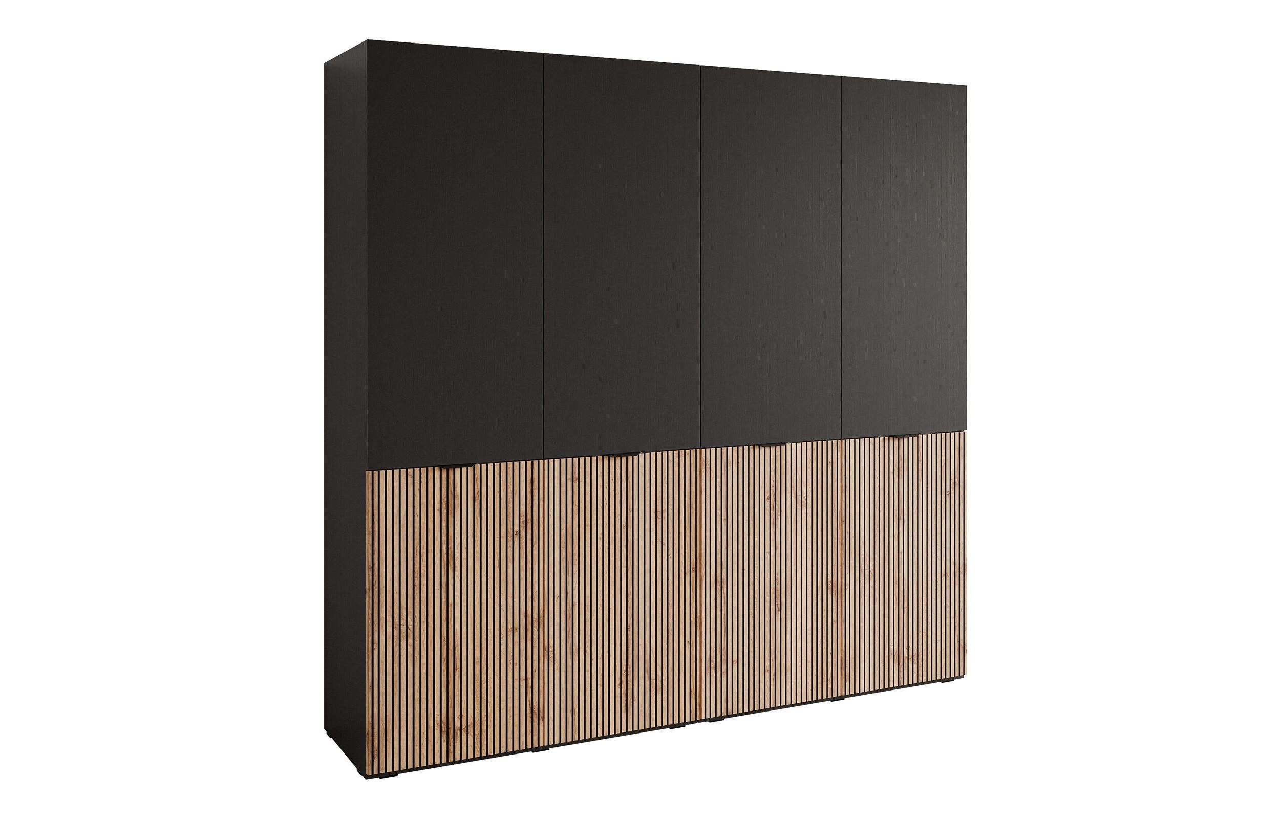 Lookway Kleiderschrank Eiche Wotan, Schwarz 202x200x49 cm