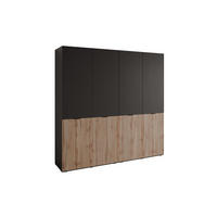 KLEIDERSCHRANK SANDBOX LOFT 200 202/49/200 cm Schwarzgraphit / Schwarzgraphit + Eiche Wotan mit LED ohne Zusatzböden - Eiche Wotan/Schwarz, Holzwerkstoff/Kunststoff (202/200/49cm) - Lookway