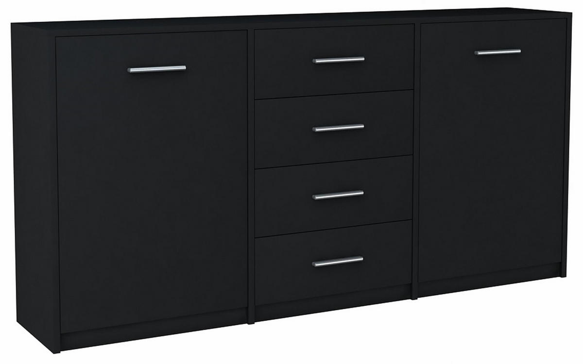 KOMMODE Bodo 2D4S Schwarz 177/35/75 cm - Schwarz, Holzwerkstoff (177/75/35cm)