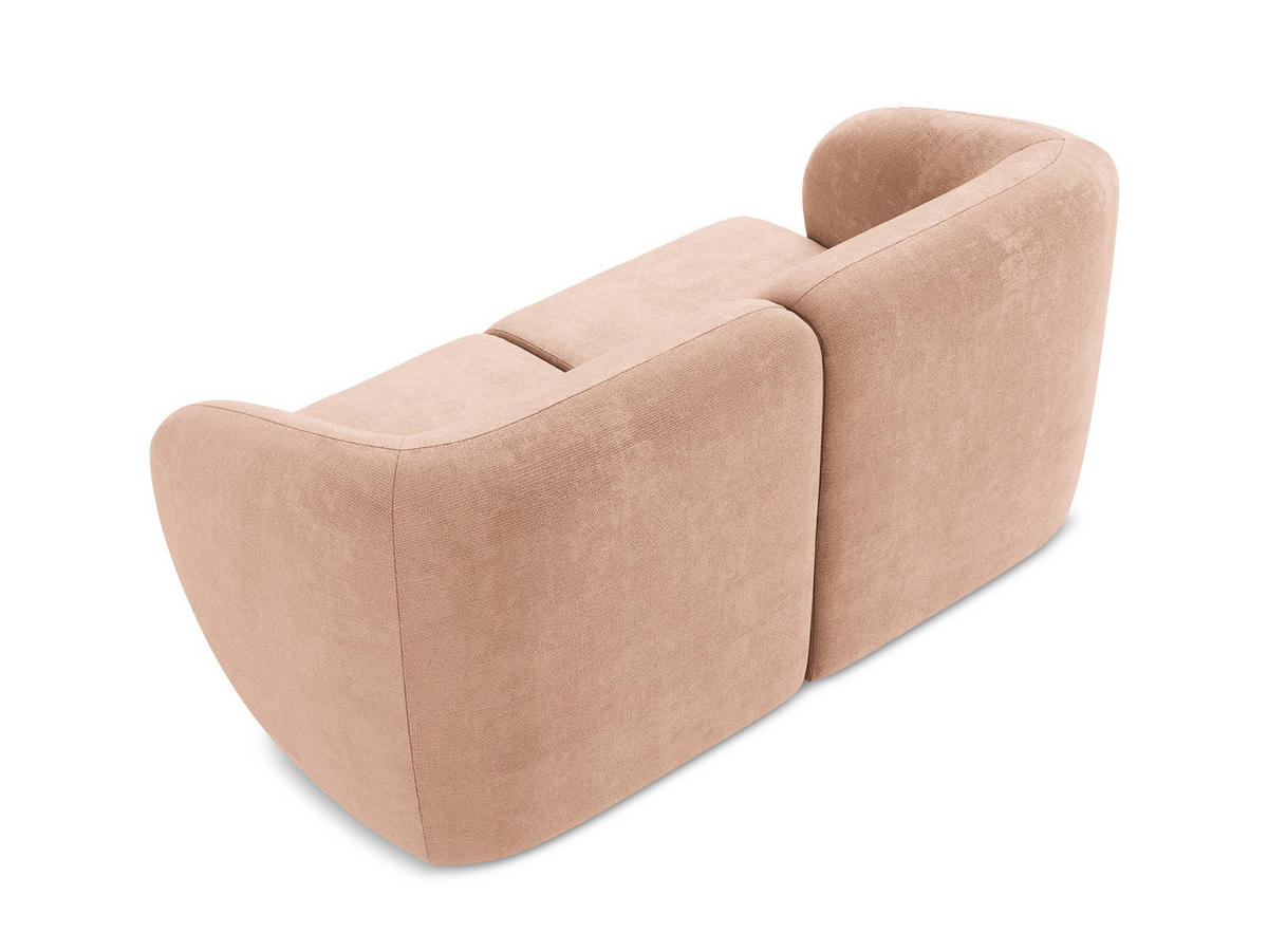 2-SITZER-SOFA Chenille Stoff Pink - Koralle/Schwarz, Holzwerkstoff/Kunststoff (174/75/94cm) - Makamii