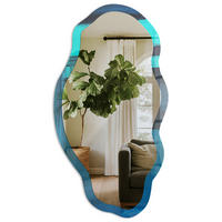 SPIEGEL 90x45 cm asymmetrisch mit Druck - Abstraktes Blau - Transparent, Glas (45/90/0.4cm) - TULUP