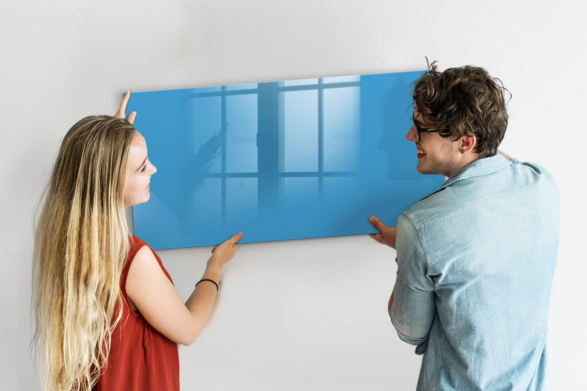MAGNETTAFEL 120x60 Blau schwarzer Marker - Blau, Glas (120/0.4/60cm) - TULUP