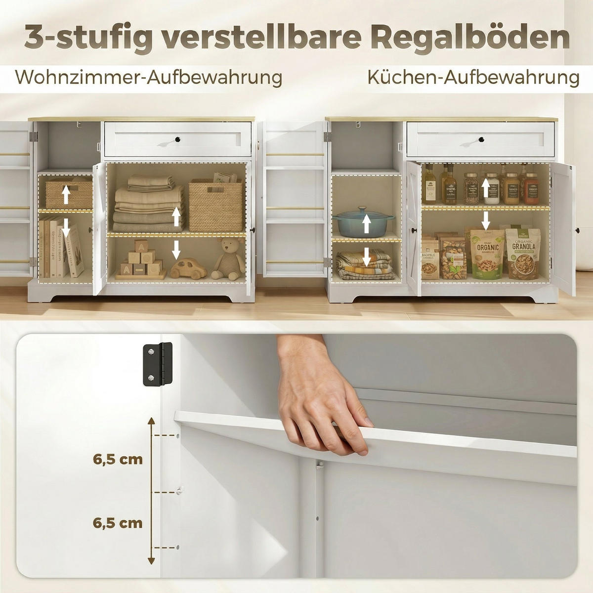 KOMODA MDF bílá - bílá/černá, kov/kompozitní dřevo (40/81/100cm) - HOMCOM