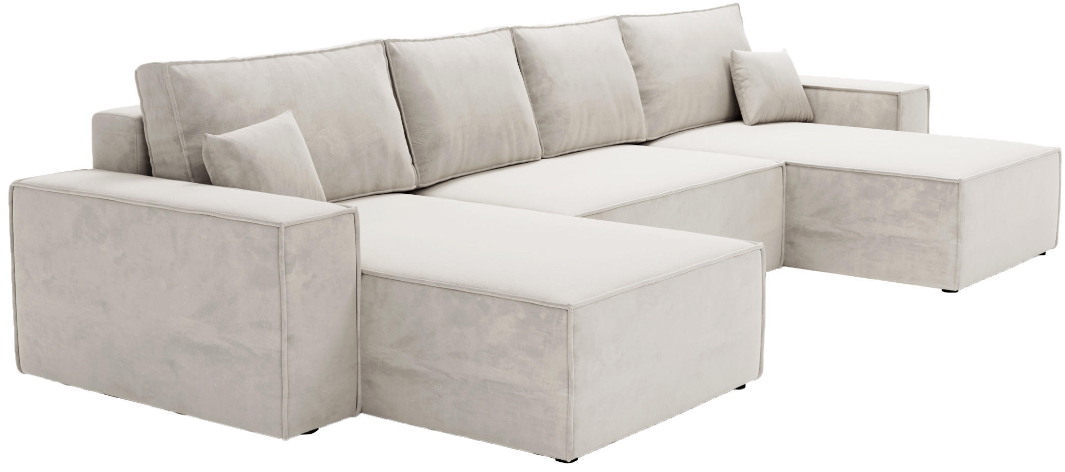ECKSOFA 380 cm Bergamo U mit Bettkasten, Samt, Hellgrau - Hellgrau, Holz (377/189cm) - Emporius