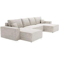 ECKSOFA 380 cm Bergamo U mit Bettkasten, Samt, Hellgrau - Hellgrau, Holz (377/189cm) - Emporius