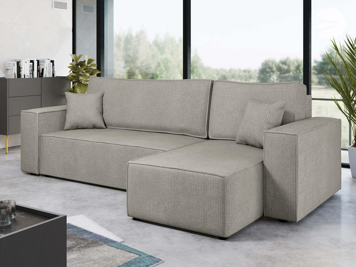 ECKSOFA Karl - Hellgrau/Schwarz, Holz/Kunststoff (244/145cm) - MIRJAN24