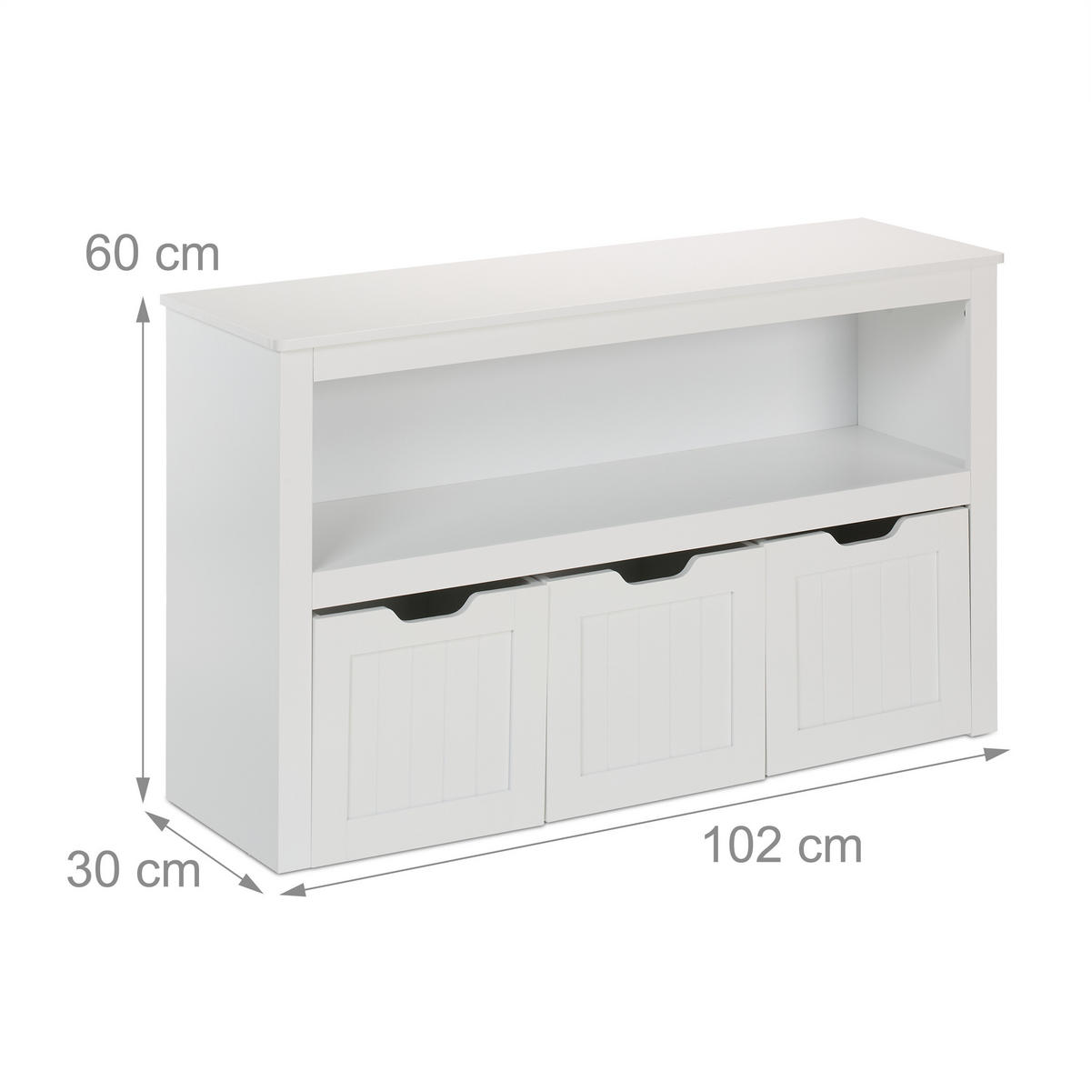 KINDERREGAL - Weiß, Holzwerkstoff (102/60/30cm) - Relaxdays