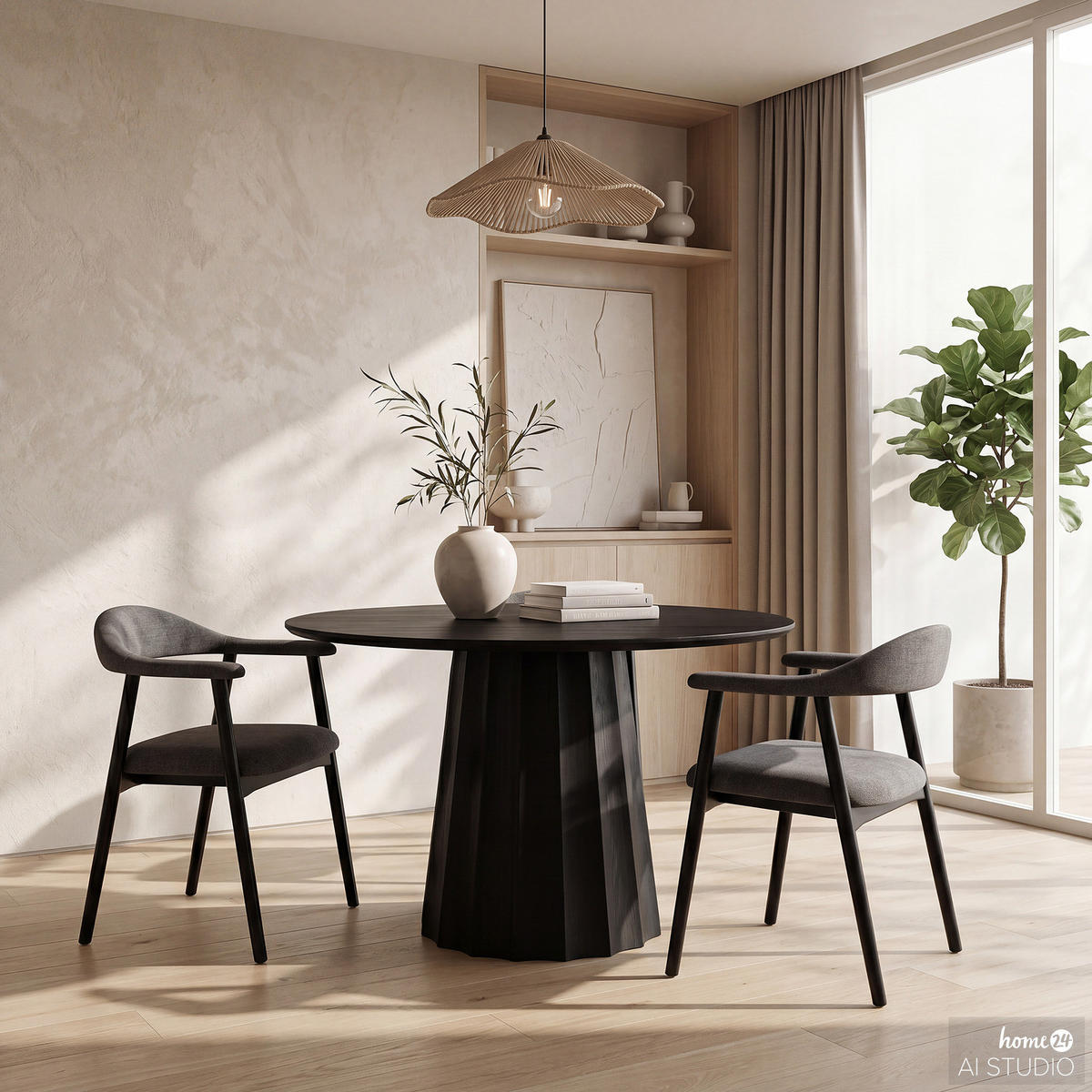 ARMLEHNENSTUHL - 2er-Set - Dunkelgrau/Schwarz, Holz/Textil (56/76/54cm) - home24