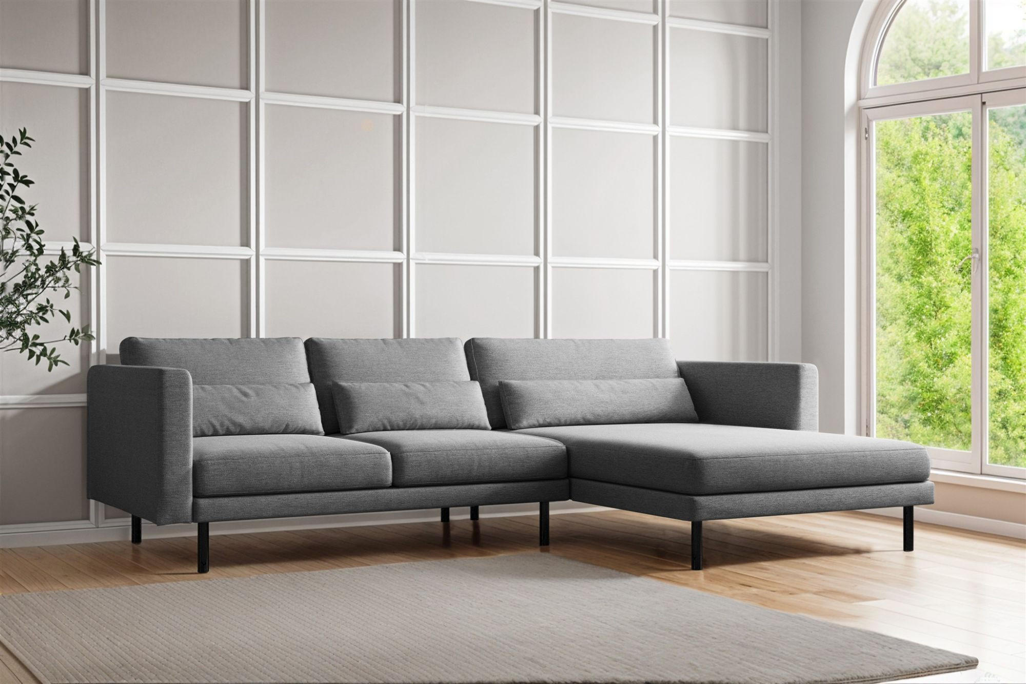 ECKSOFA Agada In Verita - Grau, Holzwerkstoff/Textil (281/174cm) - Fun Möbel