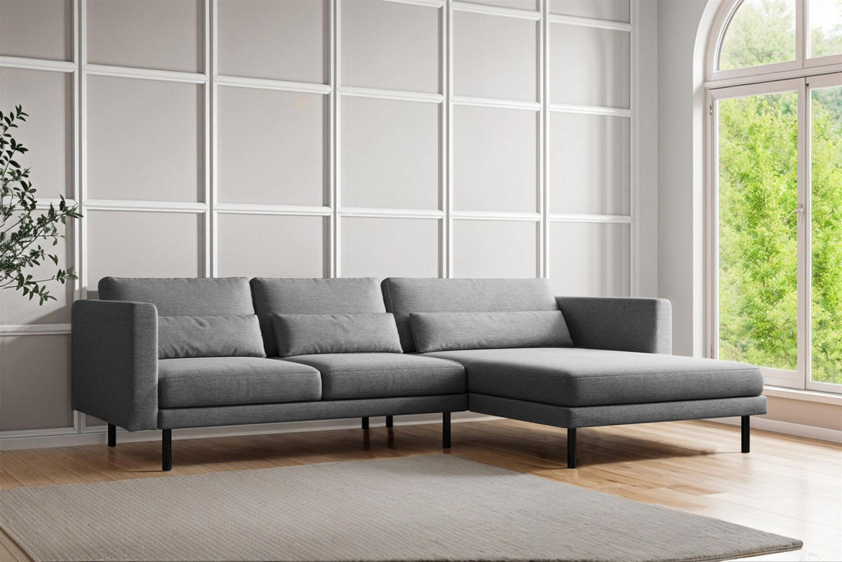 ECKSOFA Agada In Verita - Grau, Holzwerkstoff/Textil (281/174cm) - Fun Möbel