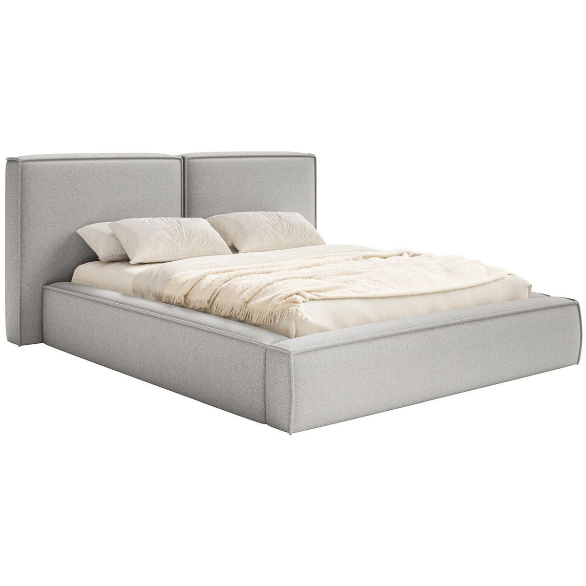 POLSTERBETT Tilves Hellgrau 140x200 cm - Hellgrau/Schwarz, Kunststoff/Textil (140/200cm) - Selsey