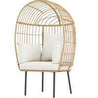 RATTANSESSEL 95/80/155 cm mit abnehmbaren Kissen und Stahlgestell, wetterfestes Rattan, Beige - Beige, Metall (95/155/80cm) - Redom